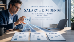 Ontario owner comparing salary vs dividends after the 2027 tax changes.