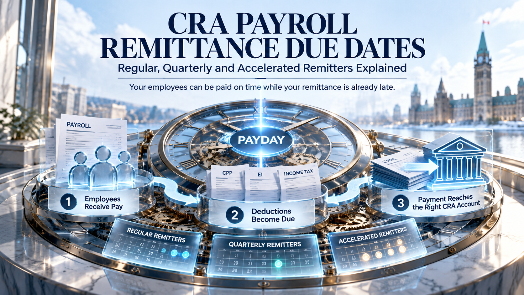 CRA payroll remittance due dates for regular quarterly and accelerated remitters