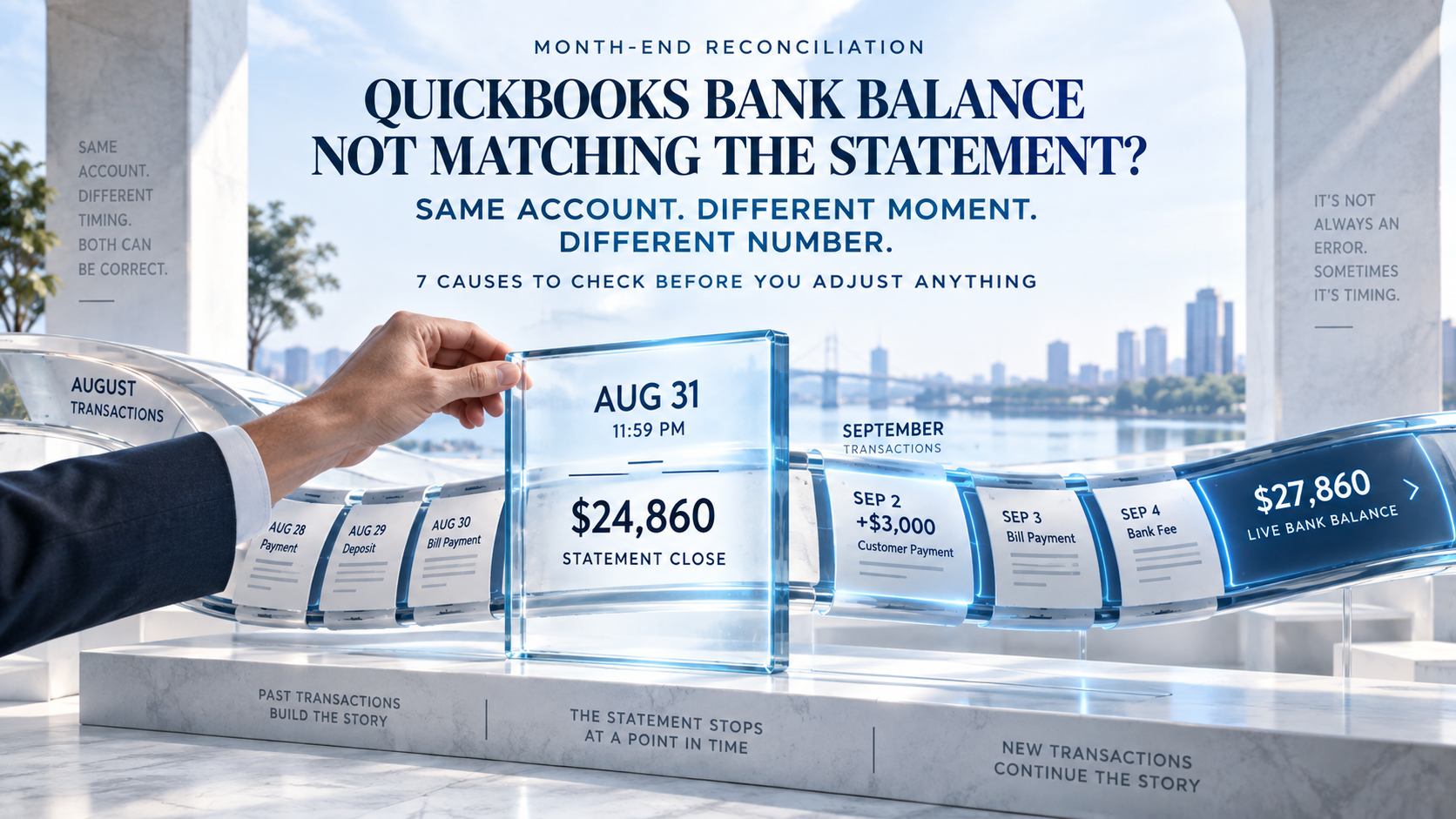 QuickBooks bank balance not matching statement at month-end